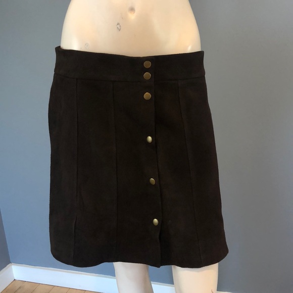 NWOT FRAME Dark  Brown Suede Leather Skirt SZ 29 - Picture 2 of 16